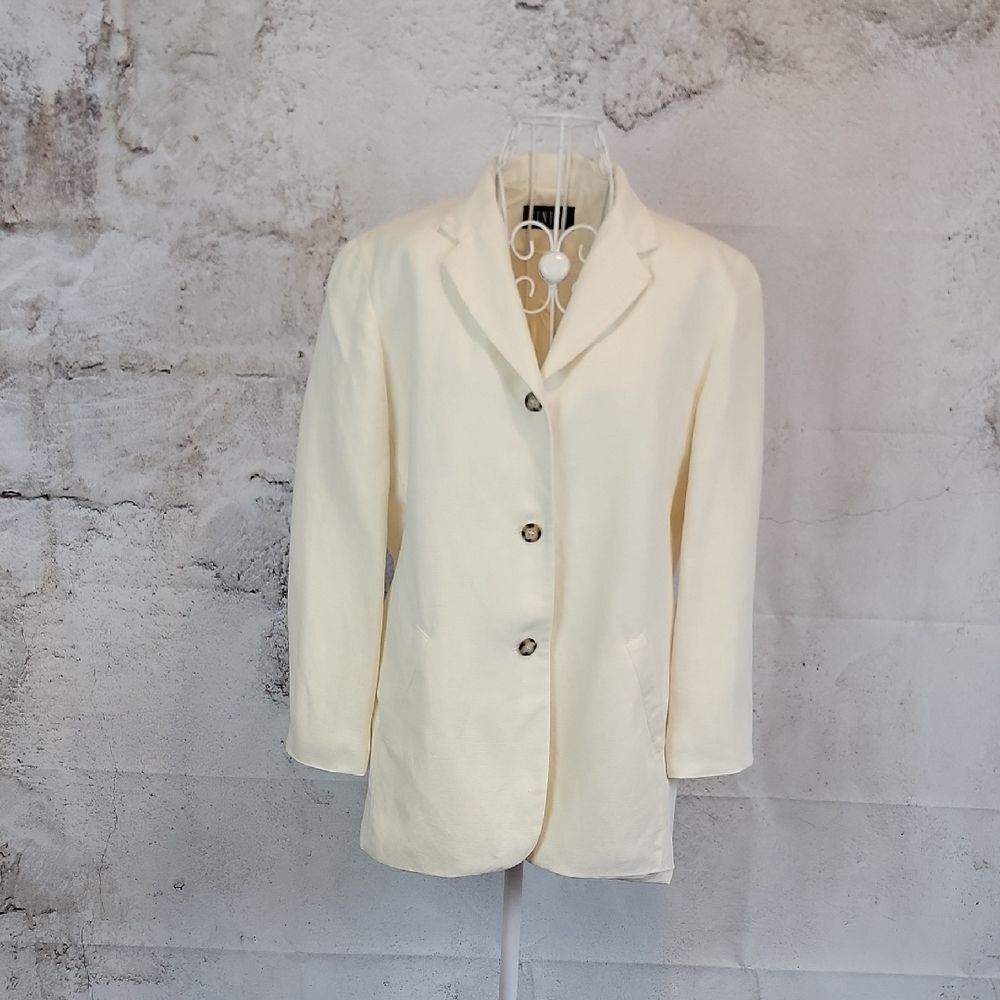 Finity Vintage Linen Blazer - Cream Womens Size 6